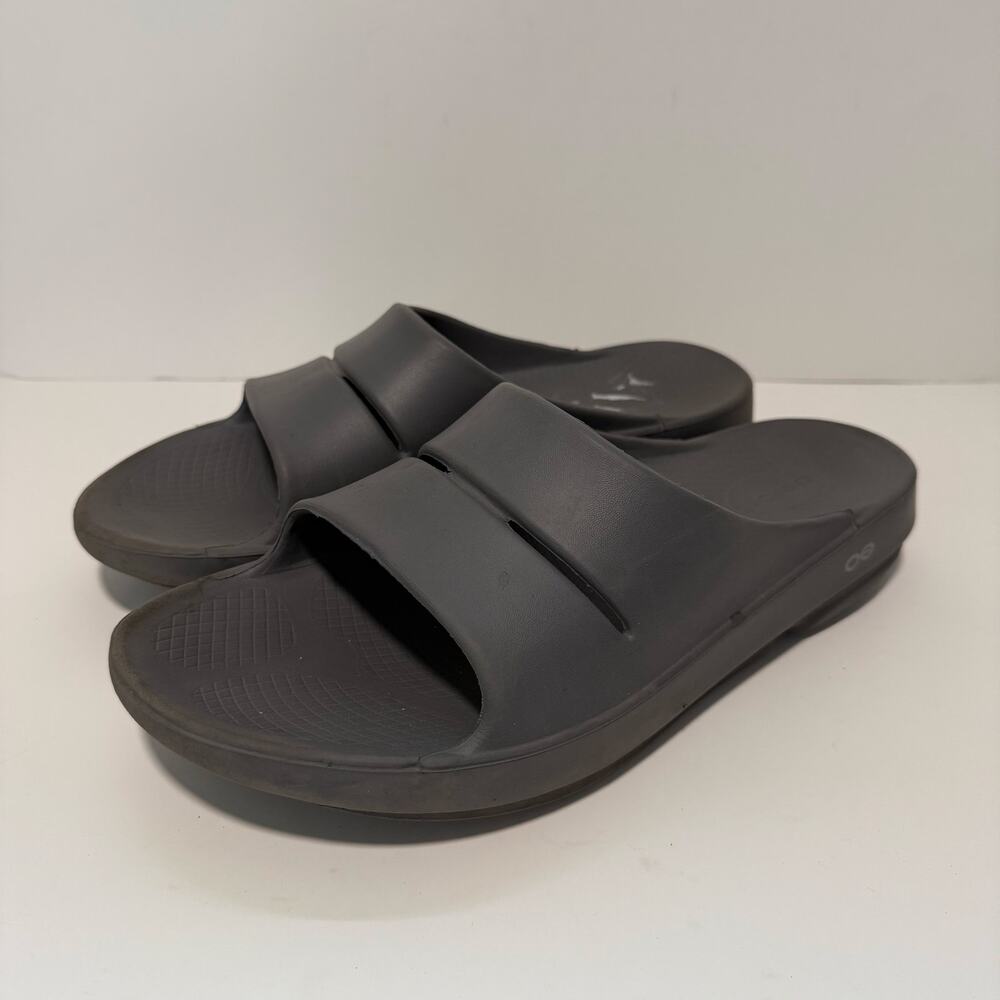Oofos Ooahh Men's Sport Slide Sandals Grey 12 Comfort Cushion‎ Casual Recovery